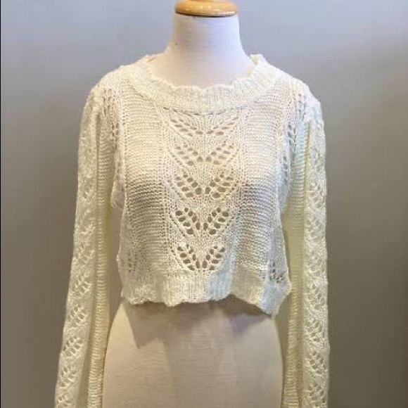 LAST 3! Ivory Crochet Knit Sweater Top - Picture 11 of 13